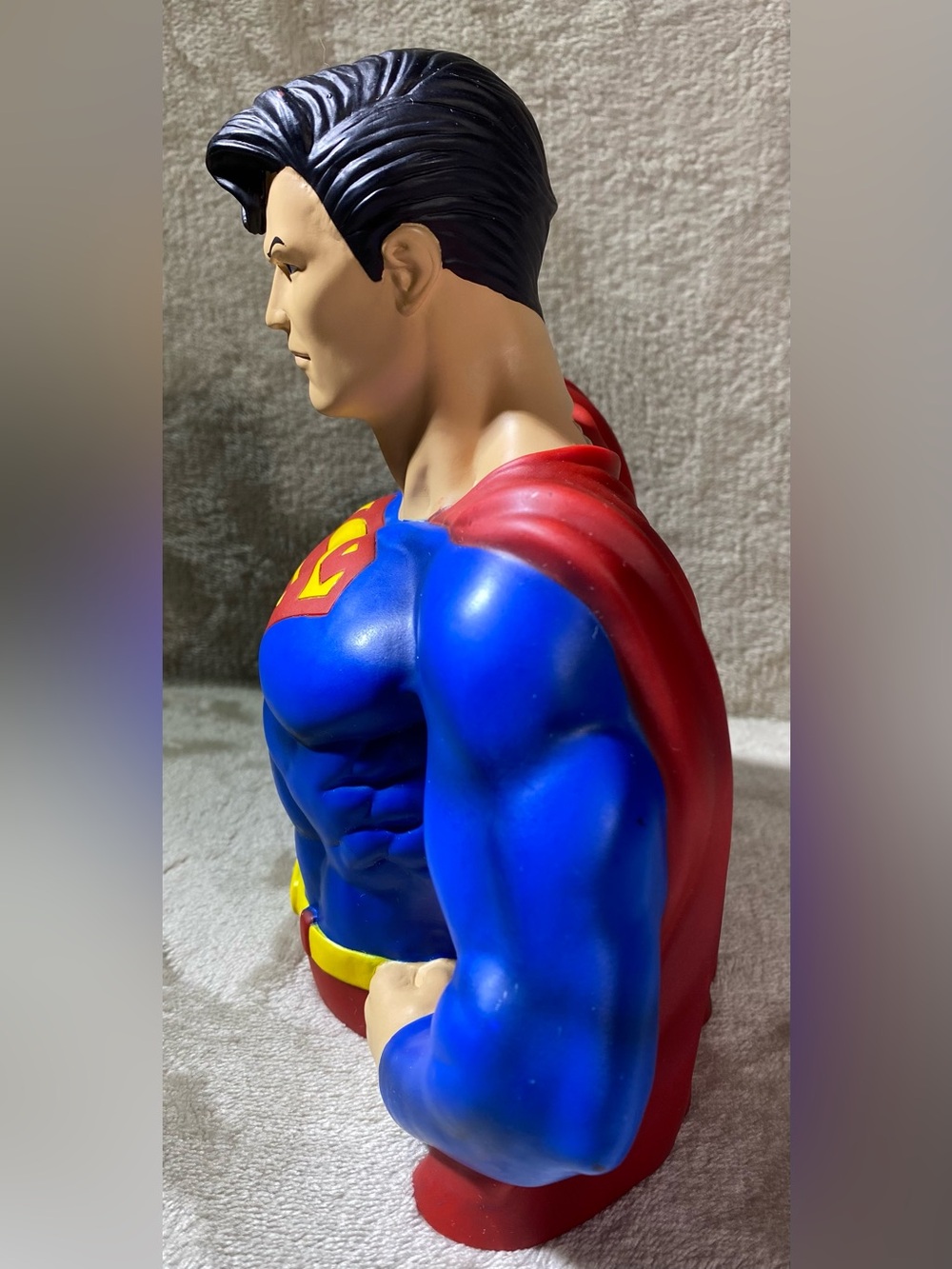 Monogram DC Comics Superman Plastic Coin Bank Bust Figure w/ Coin Slot Blue Red - Picture 6 of 12